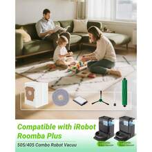 Accessories Kit For IRobot Roomba Plus 405 Combo/505 Combo Robot Vacuum Cleaner, Replacement Parts Include Main Brush, Dust Bag, Mop, Filter, Side Brush And Cleaning Tool, Reusable - Multicolor - View 9