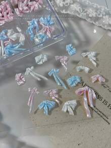 缎带蝴蝶结美甲装饰，混合缎带软雕塑蝴蝶结，3D蝴蝶结美甲配饰，ins风 - 彩色 - 查看 3