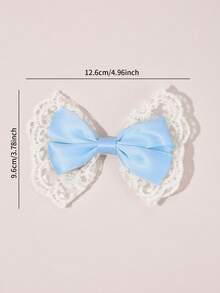 2pcs Blue Lace Hair Bows For Girls Elegant Lace Bow Hair Clips Pink Ribbon Bow Alligator Clips Girls Holiday Wedding Party Headpiece Kids Baby Hair Accessories - Light Blue - View 9