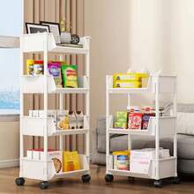 3-Tier/4-Tier/5-Tier Rolling Storage Cart With Adjustable Shelves & Easy-Glide Wheels - Heavy-Duty Plastic Multi-Tier Organizer Trolley, Space-Saving Cart Suitable For Office, Kitchen, Bathroom, Bedroom - No Metal Parts, Easy Assembly, Standing Shelf