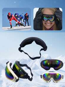 1副户外运动滑雪镜，骑行防护眼镜，雪地装备滑雪眼镜 - 多色 - 查看 2