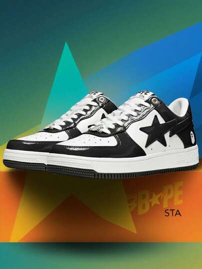  A BATHING APE Leather Classic Comfortable Low-Top Fashion Sneakers, Unisex