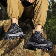 Outdoor Lace-Up Hiking Shoes, Breathable Non-Slip Casual Shoes - Black and Gray - View 6