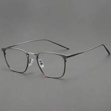 超轻纯钛合金男士眼镜框，可配镜片，大脸一体式金属钛合金镜框，大眼睛眼镜 - 槍色 - 查看 4