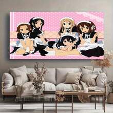Framed 1pc K-ON! Anime Maid Canvas Poster,   Wall Art - Pink Dot Design, 5 Cute Maid Characters In Black And White Uniforms, Perfect Birthday, Holiday And Party Decoration, Anime Collectibles, Anime Room Decor | Optimistic Design | Det - Framed - 查看 4