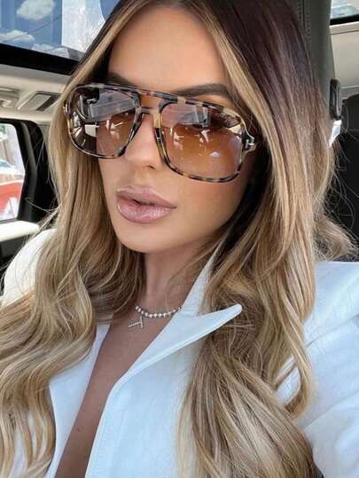 1 Pair Oversized Double Bridge Tortoiseshell Ombre , Street Style Eyewear, Summer Beach Accessory