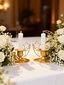 1Pc/Set Star-And-Moon-Shaped Wrought Iron Candle Holder In A Minimalist Dark Fairy Tale Style. - Multicolor - View 10