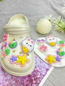 12pcs Cute Rabbit Decor, Versatile Detachable Shoe Clips, Creative Street Style Accessories, Perfect Holiday Gift - Multicolor - View 6