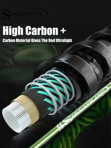 SOUGAYILANG 1.8米碳纤维纺车式钓竿 - 防缠绕导环和嵌入式连接，经久耐用 | 适用于淡水/咸水岸钓，可钓鲈鱼、鲤鱼、鲫鱼和小海鱼 - 綠色 - 查看 5