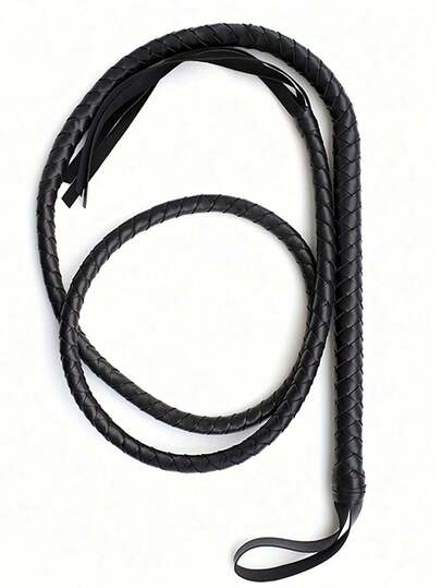1 pieza Látigo de cuero negro estilo vaquero occidental - Accesorio de disfraz, adecuado para juego de roles de vaquero y Halloween