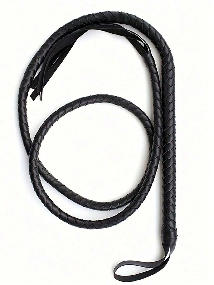 1pc Western Cowboy Black Leather Whip - Costume Accessory Whip, Suitable For Cowboy Role Play And Halloween - Black Whip - View 1