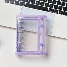 1个A7透明活页夹，3D浮雕贴纸簿，贴纸相册，双环软皮封面计划本，带透明内页，K-Pop照片相册，大容量便携式活页笔记本，日记本，计划本，剪贴簿，记事本，适合学校和办公室使用 - 彩色 - 查看 9