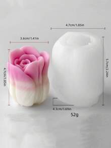 1件鬱金香花香氛蠟燭矽膠模具，家居裝飾/禮品裝飾石膏模，手工環氧樹脂鑄造模，藝術裝飾黏土石膏模 - 白色 - 查看 3