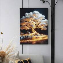 1pc 5D DIY Diamond Painting - "Fantasy Glowing Tree Style: A Tree Emitting Warm Golden Light All Over" - Large Size Frameless Mosaic Full Diamond Round Acrylic Diamond Art DIY Diamond Painting Kit, Suitable For Home And Office Desktop Decoration, Tabletop Decoration And Wall Decoration, Living Room, Bedroom, Study Room Ideal Home Decor Gift, Suitable For Adult Beginners And Craft Enthusiasts, Handmade Gift Ideas, Perfect Gift For Family Gatherings, Birthday Parties And Various Festivals - Multicolor - View 13