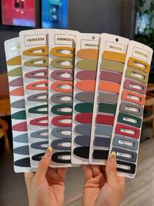 10个/30个装 女孩简约百搭休闲校园风纯色复古水滴方形刘海发夹，适合返校及日常佩戴 - 彩色 - 查看 2