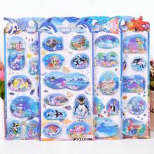 Ocean Animal Shaker Stickers, Underwater Creatures Shark Dolphin Quicksand Crystal Sticker Decals - Multicolor - View 1