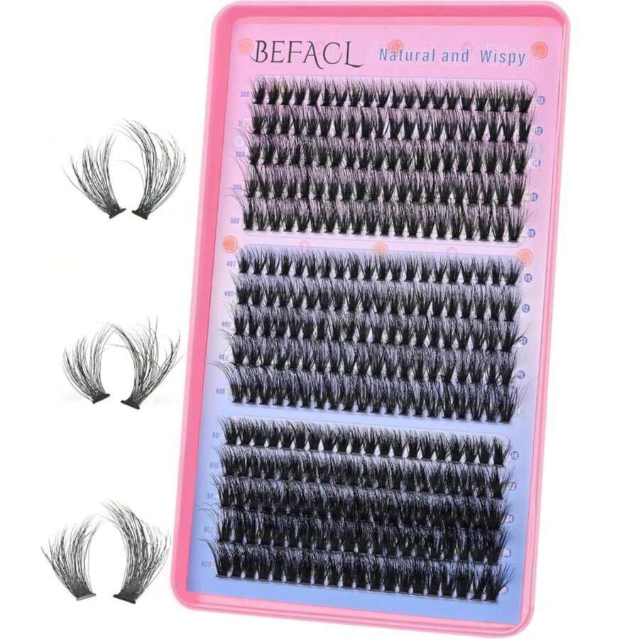 30+40+60D Lash Clusters, Natural Lashes, 300 Pcs Cluster Eyelash Extensions, Volume Soft Wispy DIY Individual Lash Extensions,Thickness 0.05mm C Curl False Eyelashes By Befacl(10-18MM) - ColorE - 查看 1
