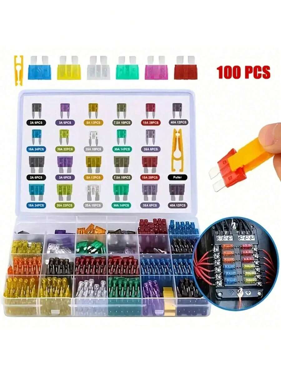 60pcs [Auto Fuse Kit] Standard And Mini Blade Auto Fuse Assortment Kit| Fuses Automotive For Marine, RV, Camper, Boat, Truck - 汽車絲插件-60個 - 查看 1