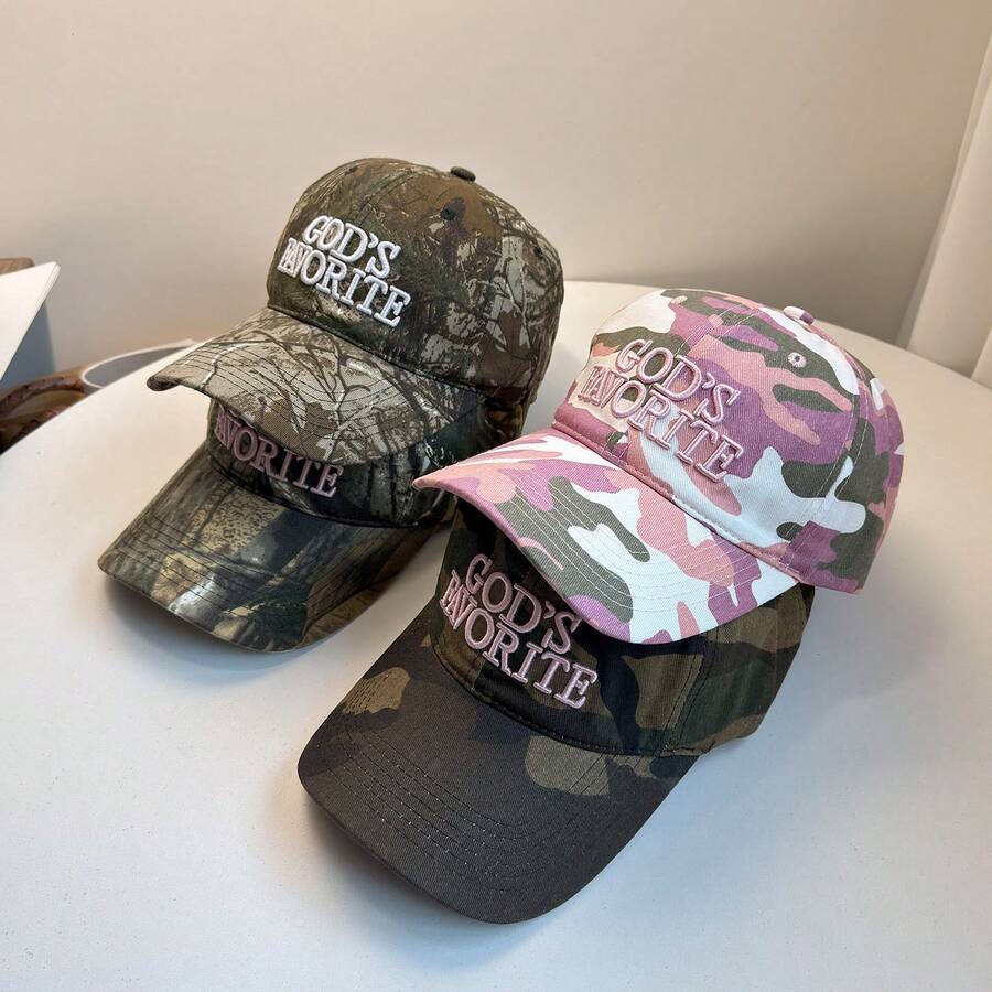 1pc Retro American Camouflage Baseball Cap, Unisex Spring/Summer New Large Head Circumference Small Face Design - Multicolor - View 1