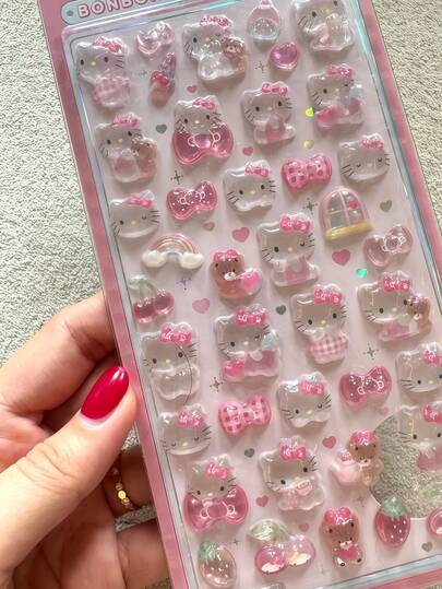 1pc 3D Cartoon Sticker, Cute 3D Cat Sticker, Handmade Sticker, Suitable For Phone Decoration, Girls' Gift, Laptop, Notebook, School Supplies, Back To School