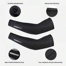 1 双骑行冰丝袖套，男女通用户外运动钓鱼旅行防晒袖套，适合春夏穿着 - 彩色 - 查看 3