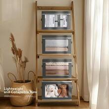 Storage Boxes With Lids - 3 Pack Fabric Clear Window Storage Bins, Collapsible Storage Bins With Lids, Linen Closet Organizer For Clothes, Towel, Blanket, Dark Grey - 深灰色 - 查看 6