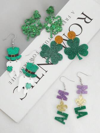 1 Pair Casual Versatile Retro St. Patrick's Day Creative Design Quirky Fresh Mori Style Earrings
