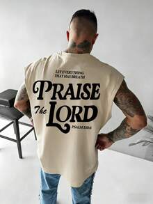 男士休闲百搭英文标语印花背心，夏季款