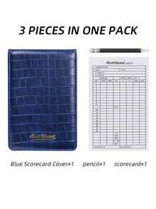一套高尔夫球记分册，鳄鱼皮纹高尔夫配件，含记分卡和笔