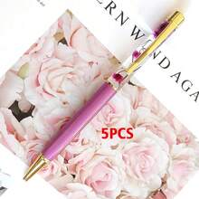 Customized Text Logo Metal Flat Head Oiled Floating Dried Flower Pen, Luxury Fashion Pen, Personalized Inspirational Pen, Back To School Gift, Daily Office & Student Use, Thoughtful Gift For Friends, Teachers, Family - Multicolor - View 13