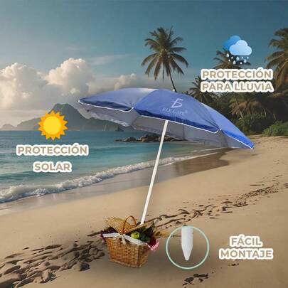 Sombrilla de repuesto compatible con mesa de picnic, sombrilla portátil para picnic al aire libre, sombrilla de patio duradera para acampar, playa y jardín - Envío local