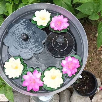 2pcs Artificial Floating Lotus Flowers With Lotus Leaves, Suitable For Lake, Pond, Swimming Pool, Aquarium Decor, Also Can Be Used For Home Garden, Courtyard, Pond Decoration