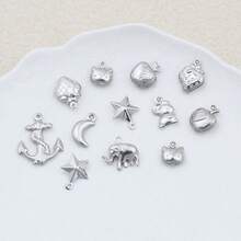 10/20pcs Stainless Steel Hollow Pendants, Assorted Styles, For DIY Jewelry Making, Beading Craft Supplies - DIY - View 1