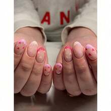 24pcs Almond-Shaped Christmas Press-On Short Nails – Festive Pink & White French Tips Adorned With Gingerbread Men & Candy Cane Accents, Sassy Yet Office-Appropriate Holiday Manicure, Easy-Apply Reusable Nails For Everyday Cheer & Seasonal Glam - 彩色 - 查看 8