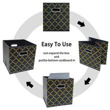 Black Foldable Storage Cubes Bins , Fabric Storage Box Cubes Organizer Baskets With Dual Handles For Home Organizer Grey Gold - 灰金色 - 查看 7