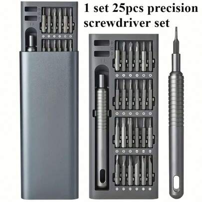 25-In-1 Precision Screwdriver Set, Magnetic Screwdriver Bits, Portable Multi-Function Repair Tool Kit, Durable Alloy, For Disassembling Smartphones, Tablets, Electronics, Eyeglasses, Watches, Jewelry - Fits Various Screw Heads