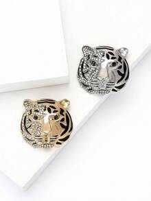奢华水钻虎头胸针 - 动物胸针，男女通用，休闲派对饰品/朋友礼物/徽章装饰 - 老虎頭 - 查看 3