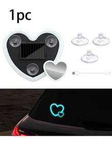 Lámpara con ventosa con forma de corazón alimentada por energía solar, iluminación creativa y colorida de novedad para coche, pared, jardín, patio, exterior, decoración de fiesta, luz de ambiente alimentada por energía solar - Lámpara solar en forma de corazón - Ver 13