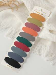 10个/30个装 女孩简约百搭休闲校园风纯色复古水滴方形刘海发夹，适合返校及日常佩戴 - 彩色 - 查看 11