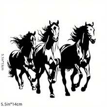 1张黑白骏马奔腾图案乙烯基贴纸，优质防水，适用于汽车、摩托车、卡车、笔记本电脑，增添迷人魅力！光滑贴纸，也可用于保险杠、卫生间、墙壁等处。 - 1pcs - 查看 8