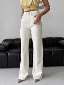 SQUALO Women's Destoryed Light Blue Washed Destoryed Jeans - White - View 1