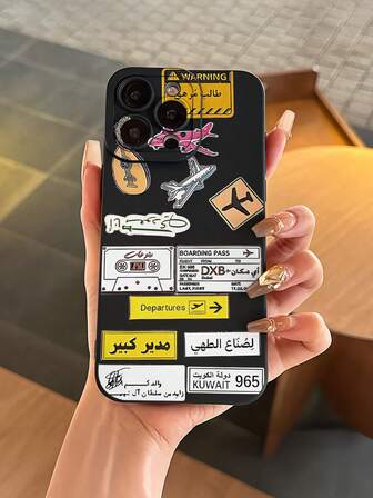 Middle Eastern Travel Sticker Collage Pattern Phone CasePattern Phone CaseFashionable, Popular, Personalized, Classic Black Pattern Design Theme Luxury Shockproof Aesthetic Cute Phone Case, Lens Protrusion Protection, Compatible With For IPhone 17/17Pro/17Pro Max, 16,15,14, 13, 12, 11 Plus/Pro Max And Series,And Compatible With For Galaxy S/A Series, Gift For Easter Day, Decoration/Gift For Birthday, Girlfriend, Boyfriend, Friend Or Yourself.