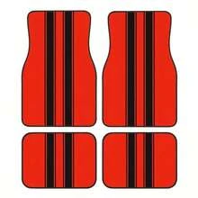4pcs Car Floor Mats, Colorful Striped Elegant Pattern Design - Black & Red Anti-Slip, Heavy Duty Car Interior, Universal Automotive Carpet Mats For Driver/Passenger/Rear/Trunk, Ideal Gift For Car, Truck - Multicolor - View 5