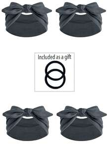 4pcs/12pcs New Cute Rabbit Ear Knotted Headbands, Paisley Pattern Elastic Headbands, Solid Color Bow Headbands For Yoga, Sports, Outdoor, Women Women Hair Accessories Elegant Hair Band