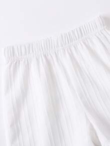 两件套夏季纯色圆领半开襟短袖T恤搭配字母贴布短裤，轻便透气，适合户外活动和日常穿着，男童服装 - 白色 - 查看 3