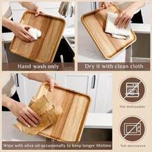 Multipurpose Wooden Breakfast Tray - Square And Round Wooden Trays, Suitable For Cheese, Appetizers, Hors D'oeuvres And Desserts - Ideal For Serving Platters, Decorative Trays, Bathroom Or Kitchen Countertops, Home Decor, Coffee Tables - Suitable For Christmas, Halloween, Thanksgiving, Food Trays - Camel - View 3