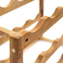 Kompaktes Weinregal, bietet Platz für 12 Flaschen Wein, Höhe x Breite x Tiefe: 28 x 21 x 42 cm, Naturholz, Walnuss-Weinregal, 3 Etagen - Naturholzfarbe - Übersicht 4