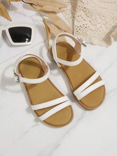 2027 Summer New Girls Princess Style Sweet 3D Floral Woven Sandals, Beige Faux Leather Open Toe Metallic Buckle Hook And Loop Casual Sandals, Comfortable Soft Sole Easy On/Off Daily, School, Party, Beach, Resort Essential, Popular Bohemian Style Kids Sandals, Soft Bottom Non-Abrasive Holiday Gift Choice