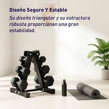 Rack Gym Rack Mancuernas 3 Niveles Estante de Mancuerna 5 a 50 Lbs Alenamiento de Mancuernas Alta Resistencia Para Gimnasio en Casa Pilates 55 * 37 * 36 cm - como imagen-0 - Ver 3