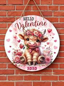 Valentine's Day Wooden Cow Door Sign - Adorable Cow XoXo Greeting Wreath Decor Hanger, Rustic Farmhouse Style Valentine's Hanging Decor, Suitable For Home, Patio, Living Room, And Bedroom, Ideal Holiday Gift - Multicolor - View 8